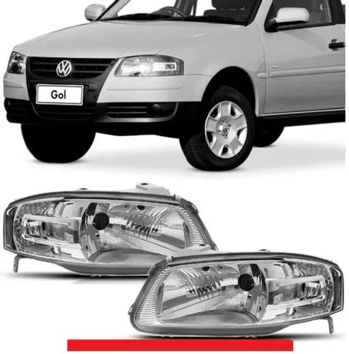 Par Farol Máscara cromada Gol Saveiro Parati G4 Foco Simples iloeq eefqe