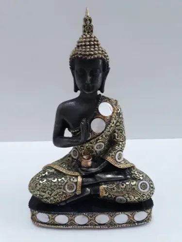 1 buda de resina na cor verde/dourado - 1 buda indu de resina - novos - na caixa