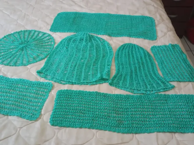 Jogo de 7 Peças de Crochê em Verde -  Decore sua casa com estilo!