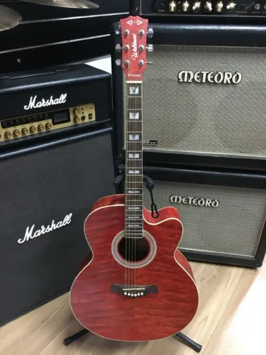 Violão de aço Waldman Jumbo GAJ 1660T Cor Red Flamed elétrico similar ao takamine eg523sc