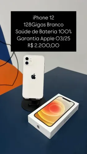 IPhone 12 128GB Branco Saúde de bateria 100% Garantia Apple 03-25 | Loja Fisica |