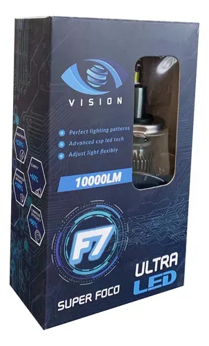 Kit Lâmpadas Ultra Led F7 10.000 Lm Super Foco Vision