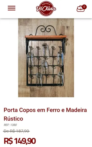 Porta Copos em Ferro e Madeira Rústico