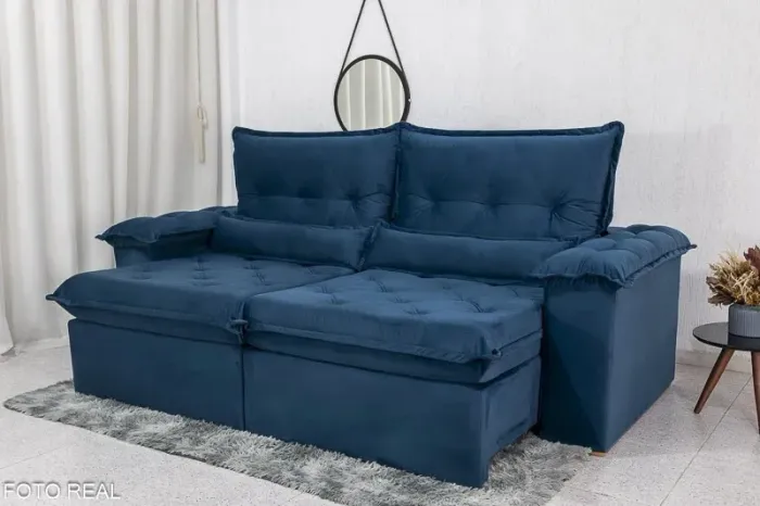 Sofá Retrátil Reclinável Blue 2,50m Molas Bonnel rf97