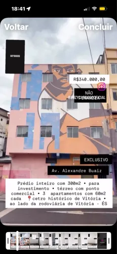 EXCLUSIVO prédio 3 apartamento edifício 3 andares comercial centro vitoria és