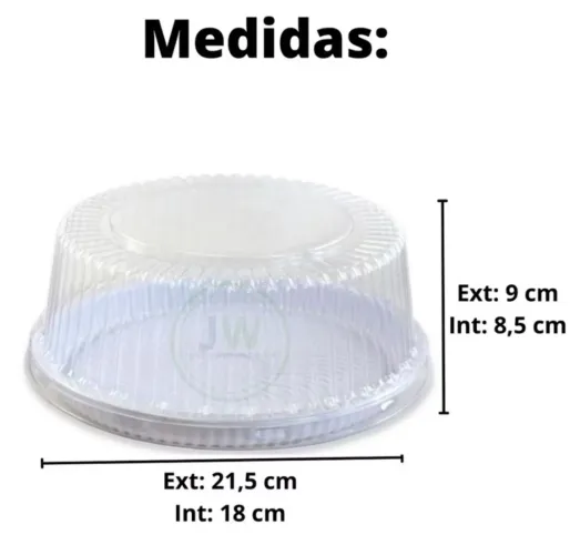 100 Embalagem Transparentes para Bolo - Medidas na Foto