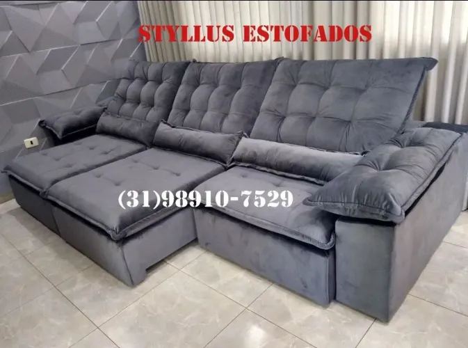 Sofá retrátil  3 módulos de luxo- Novo