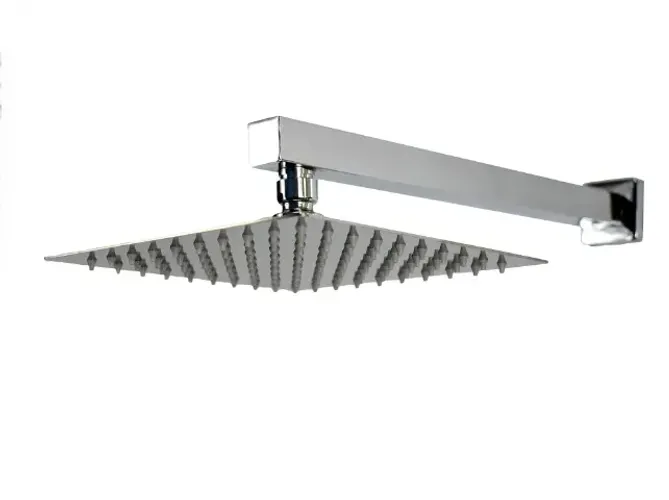 Ducha Chuveiro Inox 304 20x20 cm c Cano de Parede Quadrado de 36 cm com Riscos e Amassados