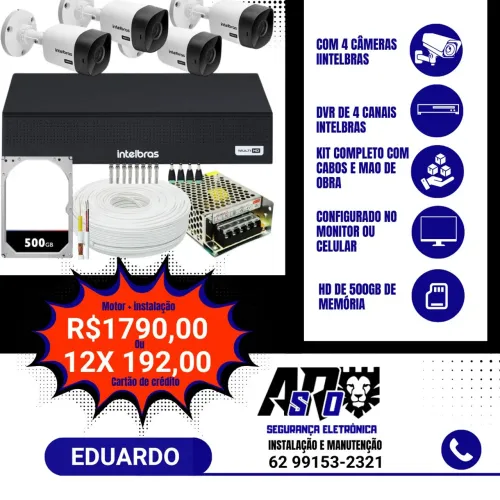 Kit Câmeras de Segurança Intelbras 4,6 ou 8 Câmeras + Instalação
