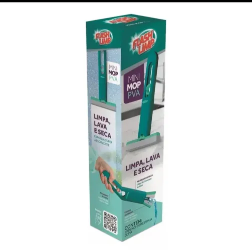 Mini Mop PVA Flash Limp - Limpa, Lava e Seca!