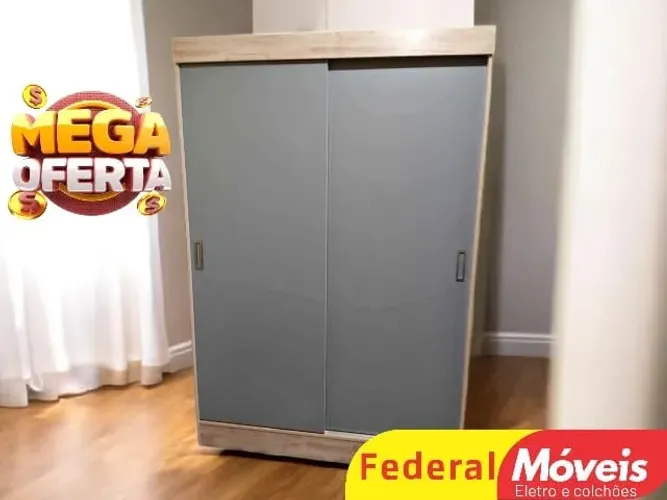 Guarda Roupa 2 Portas de Correr Cinza (FAZEMOS ENTREGA)