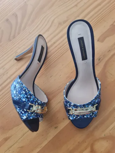 Sandália Feminina Jorge Bischoff Floral Azul 37 - Slip on Salto