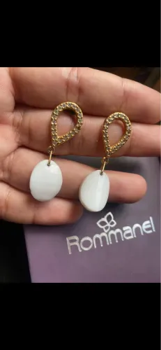 Brinco rommanel branco com zircônia Ana hikman