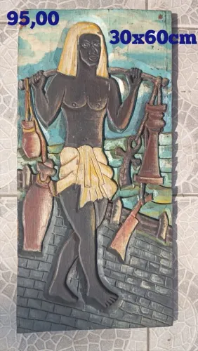 Escultura de madeira africana - 30x60cm