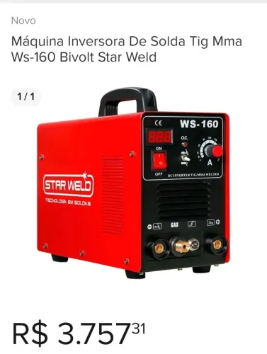 Máquina Inversora de Solda TIG MMA WS-160 Star Weld