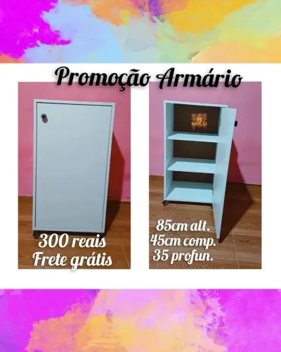 Armário de Madeira - Novo - 85cm de altura