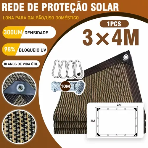 Rede de proteção solar 3x4m Marrom