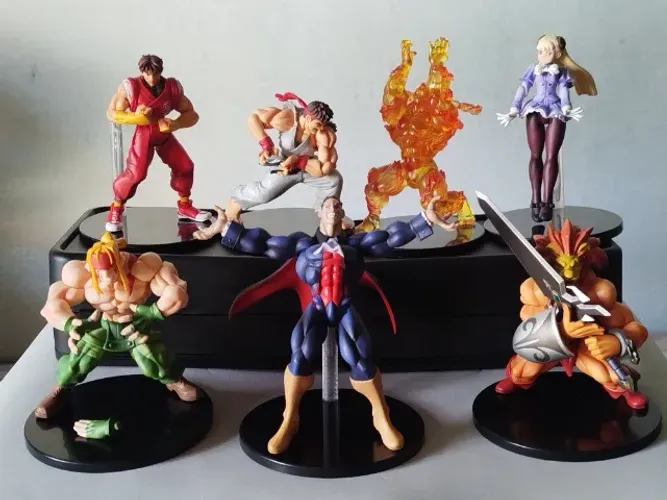 RARO - Figuras Collect 600 Capcom Fighting Jam - 6 peças + secreto (Ingrid) - Max Factory