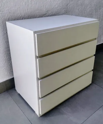 Gaveteiro MDF Branco Novinho 4Gavetas/Corrediças Telescópicas