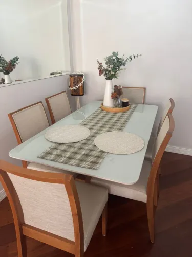 Mesa de jantar vidro 6 lugares