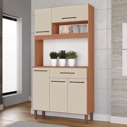 Armário de Cozinha Iguape 100% MDF Tuboarte 5 Portas e 1 Gaveta - Off White