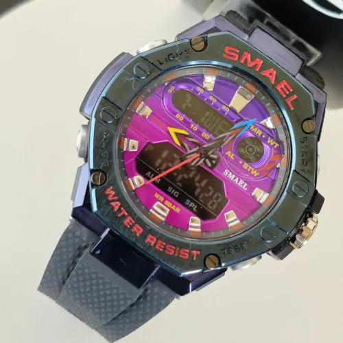 Relógio SMAEL 8066 3ATM - Prova D'água Esportivo Digital Dual Hora Pulseira Preta