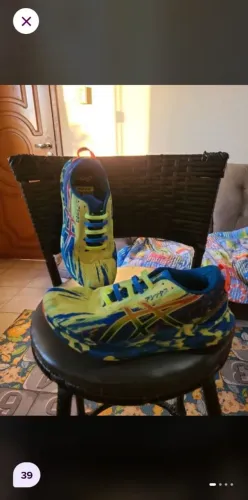 Tênis Asics noosa tri 13 azul e amarelo
