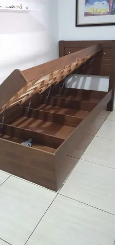 Cama Solterio Baú Larissa Framar Mdf Cor Chocolate
