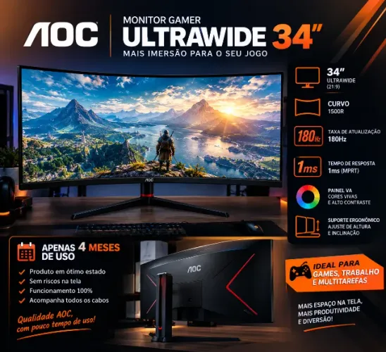 MONITOR AOC AGON GAMER 34 POL ULTRAWIDE (3144x1440)