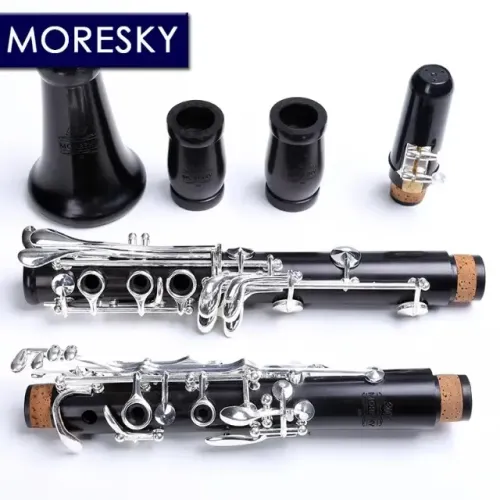 Clarinete Moresky Profissional M9 Grenadilha 17 Chaves Prata