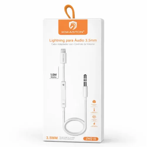 Cabo Lightning para Áudio 3.5mm H?Maston ZHQ-15 Auxiliar iPhone iOS 1 Metro pode retirar n