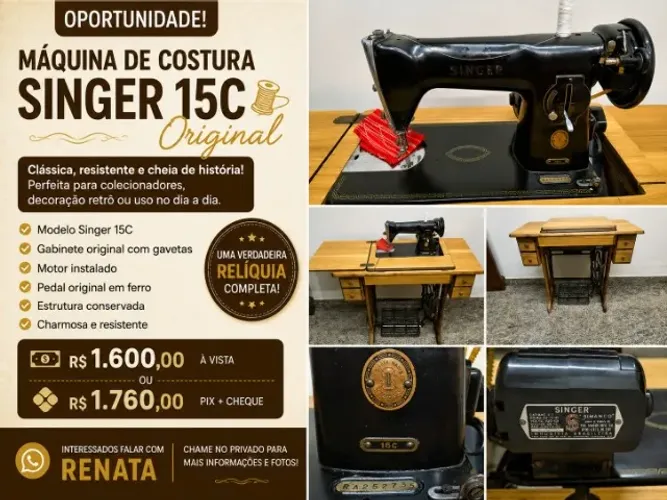 Máquina de Costura Singer 15C Original