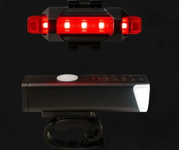 Kit Farol e Luz Traseira para Bicicleta USB LED