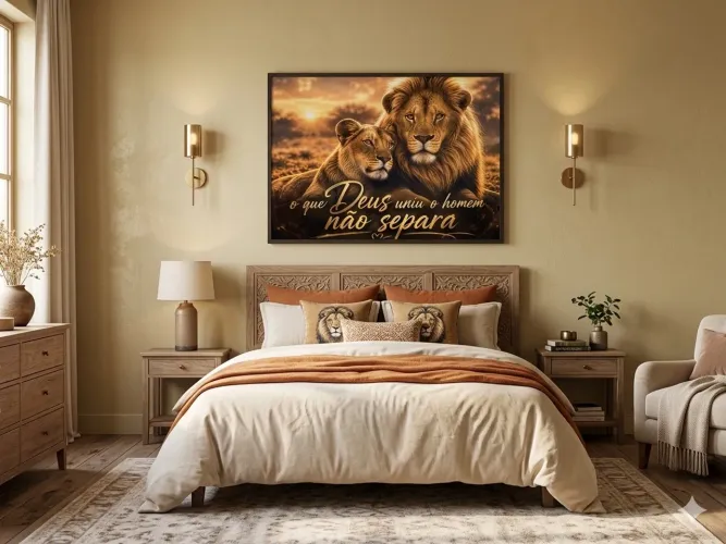 Quadro Casal Leão