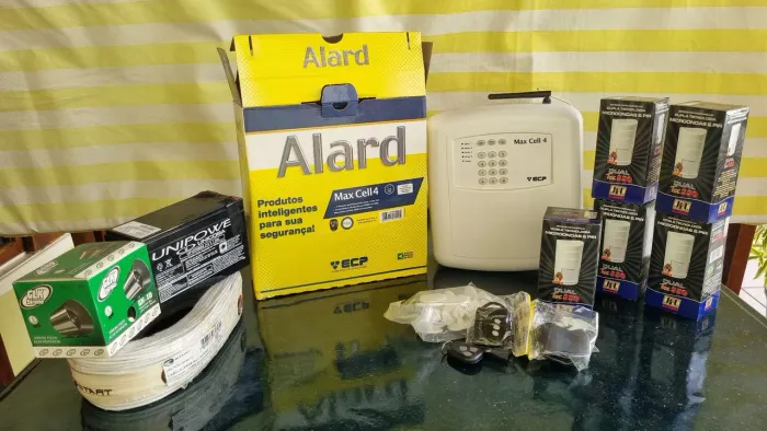 ALARME Residencial 1 Central Max, 1 bateria, 100m cabo, 1 Sirene, 4 controles, 5 sensores