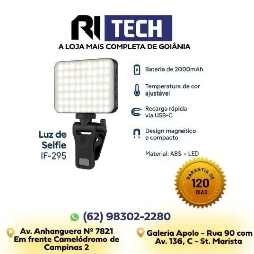 Luz de Selfie Hrebos IF-295 LED para Celular Ring Light Portátil