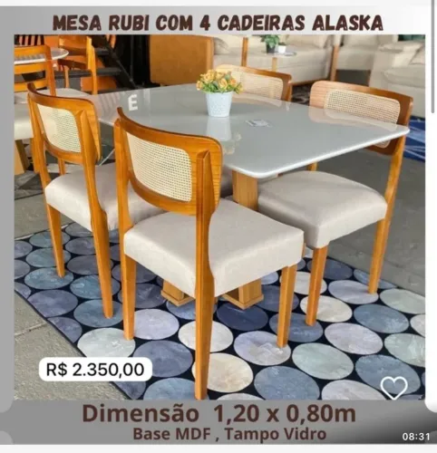 Mesa rubi com 4 cadeira Alaska