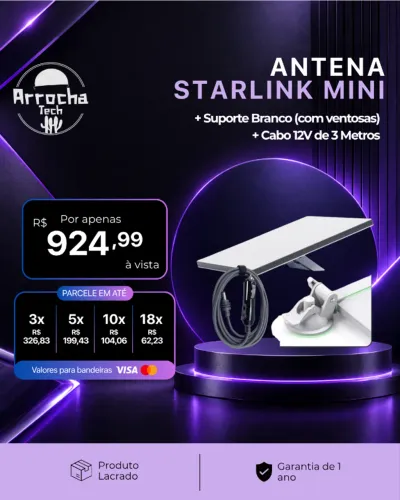 Kit Antena Starlink C/ Carregador e Suporte - Lacrada - A partir de R$ 924,99