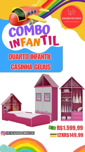Cama + guarda roupa + cômoda infantil