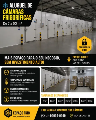 Aluguel de câmara frigorífica/fria ou congelada