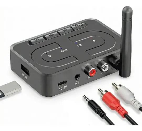 Receptor De Audio Bluetooth 6.0 Aux P2 Rca Pendrive Sem Fio