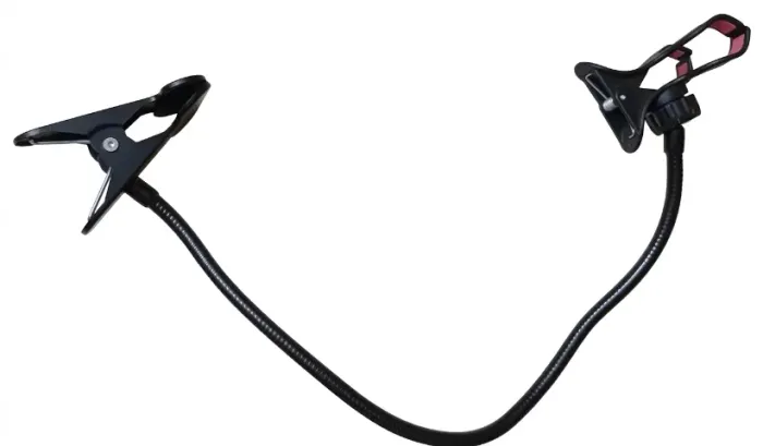 Suporte articulado para celular ou tablet, do tipo "pescoço de ganso" (haste flexível).
