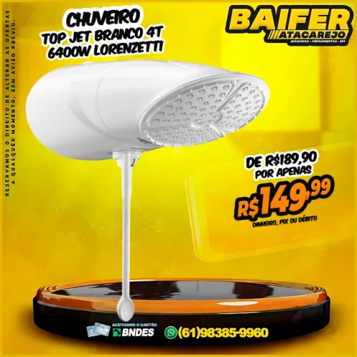 Chuveiro Top Jet Branco 4T 6400w Lorenzetti