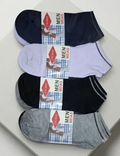 Kit com 3 pares de meias masculinas cano curto