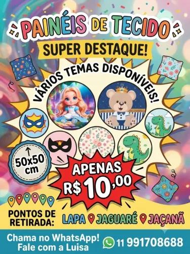 Painel tecido 50×50 vários temas