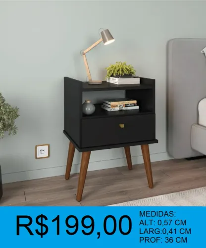 Mesa de cabeceira uma gaveta - temos a pronta entrega