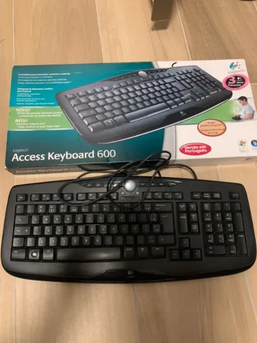 teclado logitech access keyboard 600 usb preto para colecionador na caixa!!!