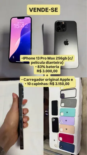 iPhone 13 Pro Max 256gb R$ 3.000,00