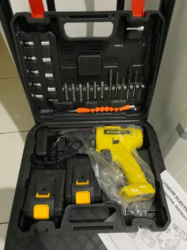 Kit Parafusadeira Furadeira Sem Fio Impacto Com 2 Baterias 48V Profissional, com maleta.