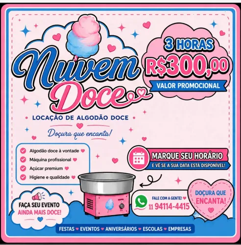 Locação de algodão doce promoção